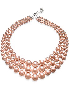 Imitation Pearl Three-Row Collar Necklace, Created for Macy's 