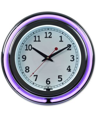 Trademark Global - Double Ring 14" Neon Purple Clock