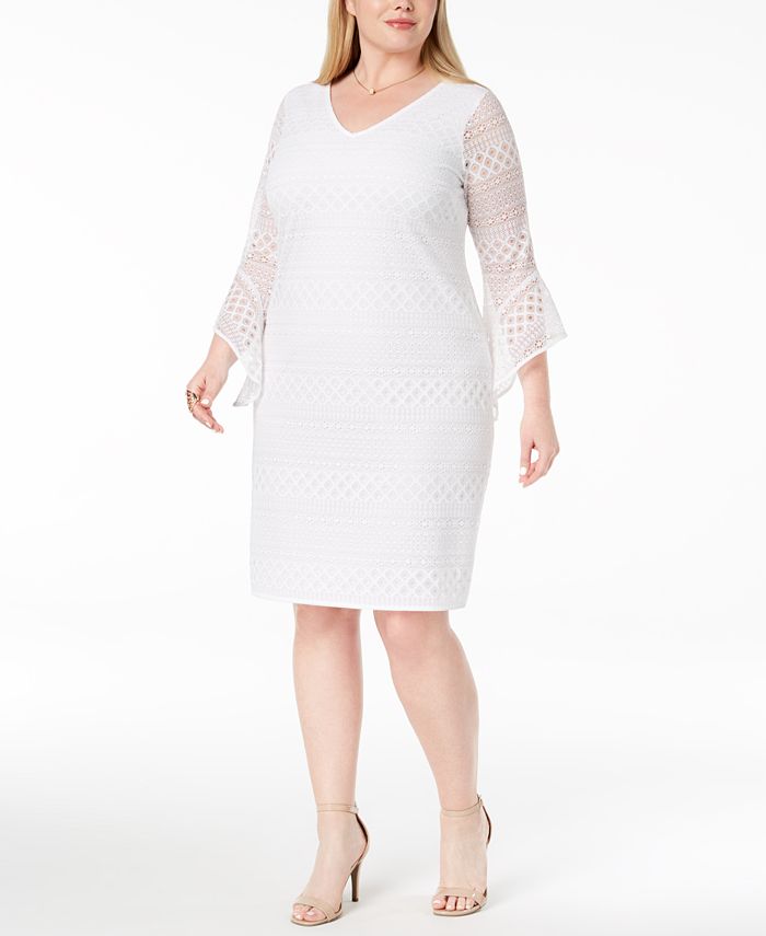 Milly Plus Size Misty Anne Shift Dress in Full Lace Fabric
