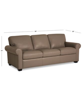 Orid 84" Leather Roll Arm Sofa, Created for Macy's