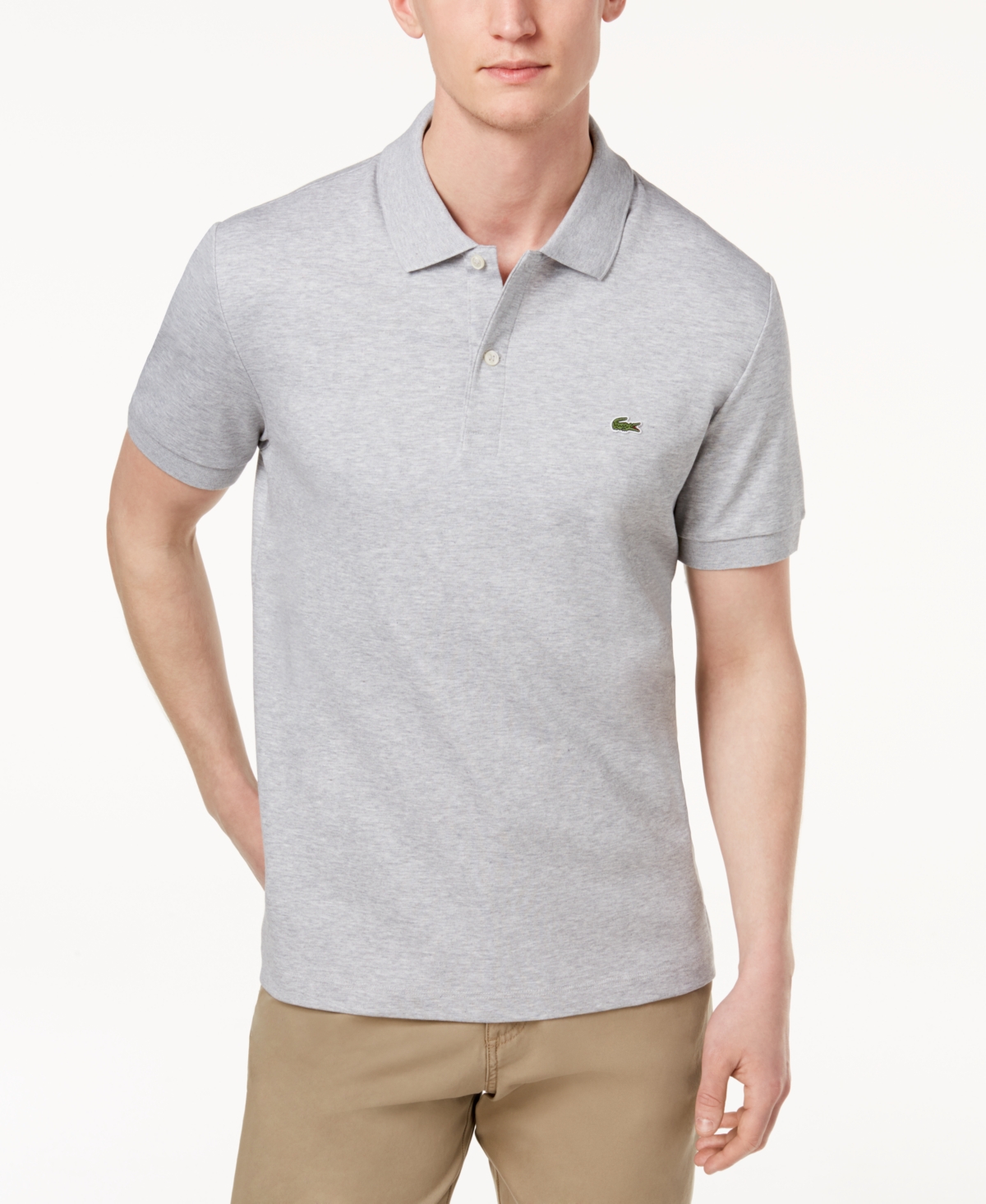 Lacoste Men's  Regular Fit Soft Touch Short Sleeve Polo In Silver Chine