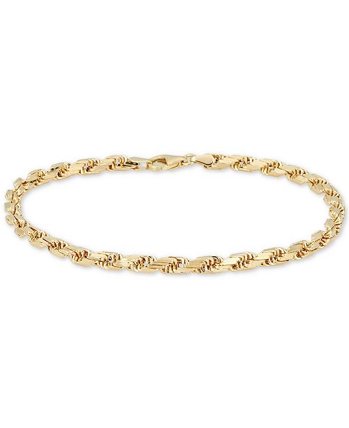 Italian Gold Men&#39;s Rope Chain (4mm) Bracelet in 14k Gold, Made in Italy & Reviews - Bracelets ...