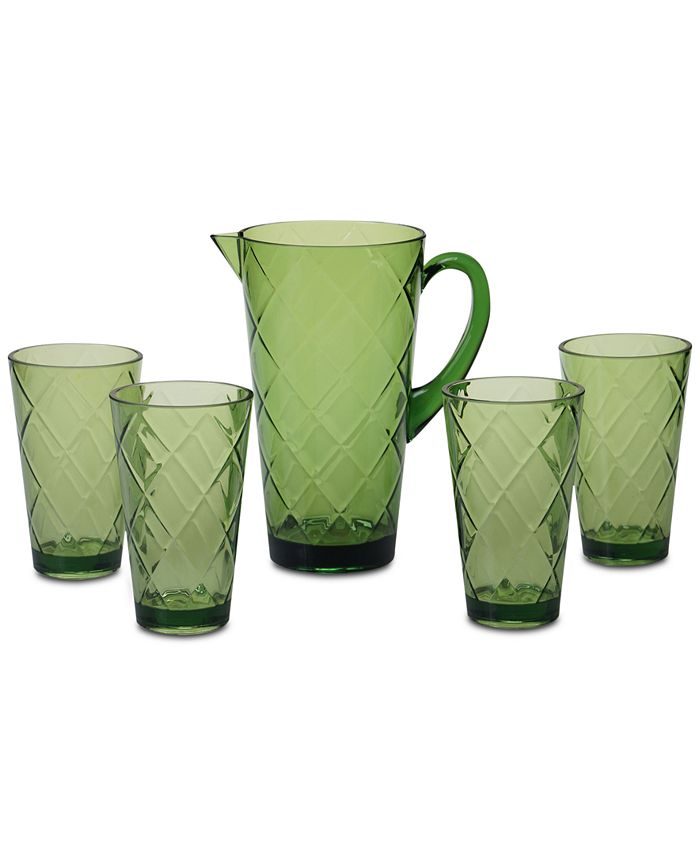 Certified International - Green Diamond Acrylic 5-Pc. Drinkware Set