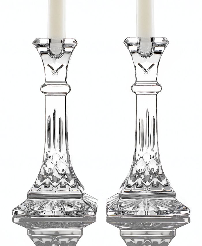 Waterford - Candle Holders, Set of 2 Lismore Candlesticks 8"