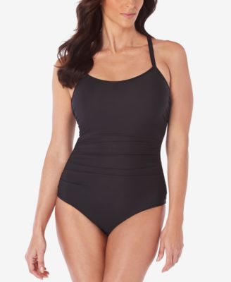 macy's black one piece swimsuit