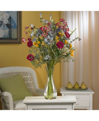 Veranda Garden Artificial Flower Arrangement with Glass Vase