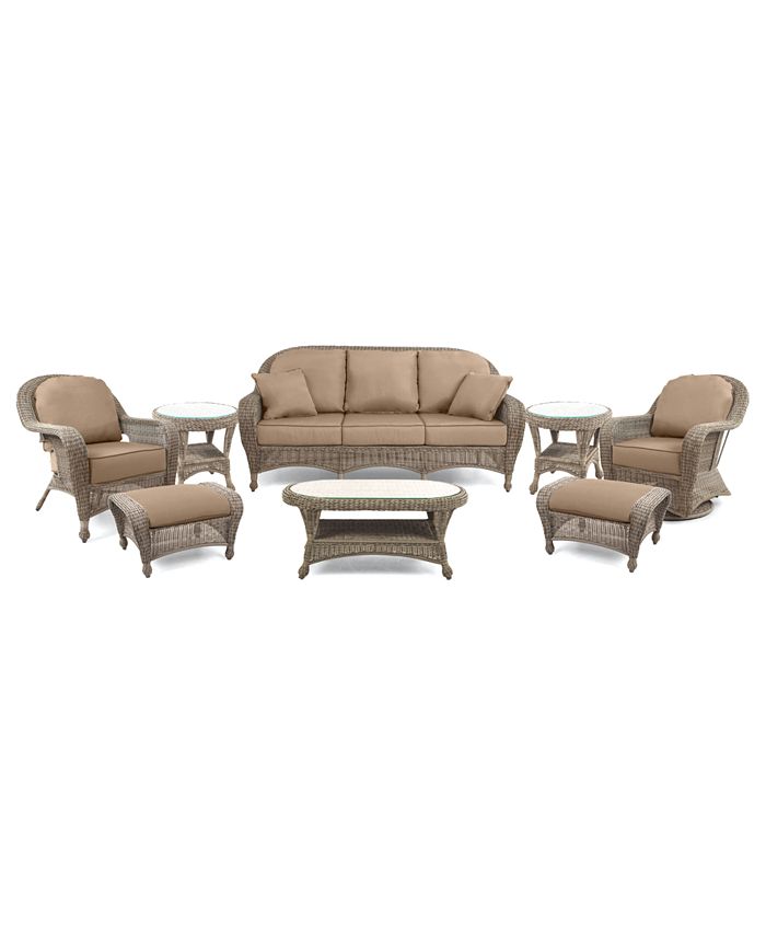Furniture Sandy Cove Outdoor Wicker 8Pc. Seating Set (1 Sofa, 1 Club
