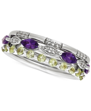 image of 3-Pc. Set Multi-Gemstone Stacking Rings (1-1/10 ct. t.w.) in Sterling Silver