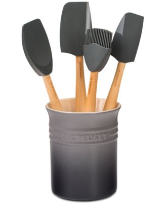 5 Piece Utensil Set with Stoneware Utensil Crock