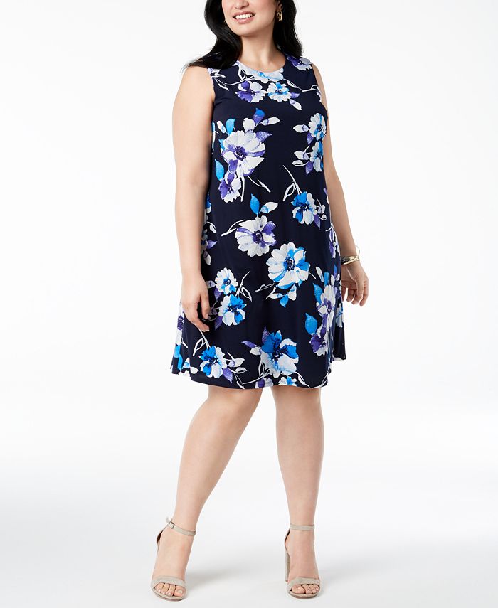 Jessica Howard Plus Size Floral-Print Shift Dress - Macy's