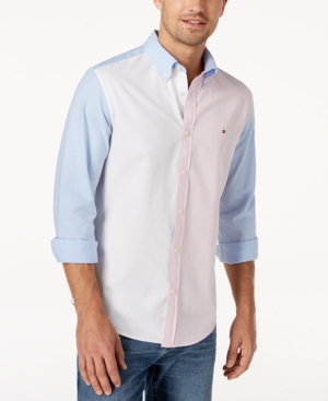 TOMMY HILFIGER MEN'S CITY COLORBLOCKED SHIRT, CREATED FOR MACY'S