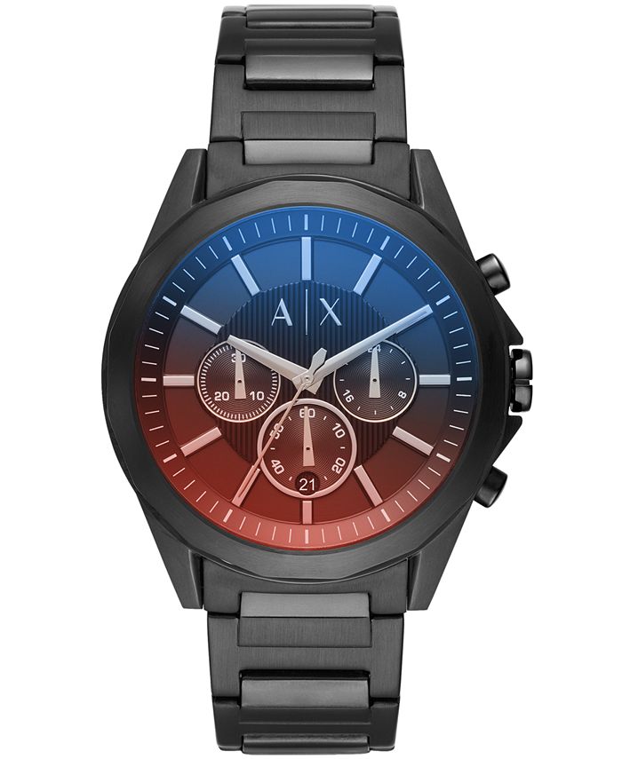 AX Armani Exchange Men's Chronograph Black Stainless Steel Bracelet Watch 44mm & Reviews Macy's