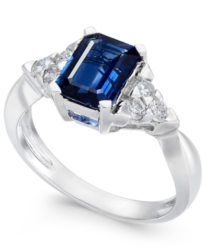image of Sapphire (1-3/4 ct. t.w.) & Diamond (1/4 ct. t.w.) Ring in 14k White Gold