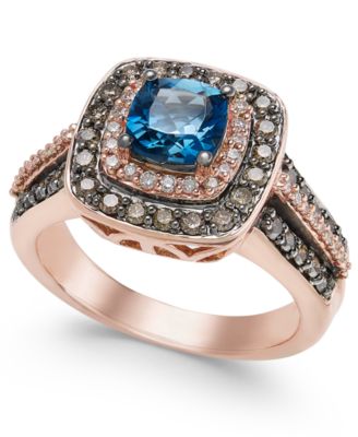 le vian blue topaz and chocolate diamond ring