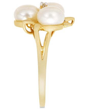 Belle de Mer - Cultured Freshwater Pearl (6mm) and Diamond Accent Ring in 14k Gold