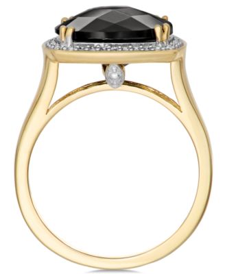 Faceted Onyx (4-1/2 ct. t.w.) and Diamond (1/5 ct. t.w.) Ring in 14k Gold