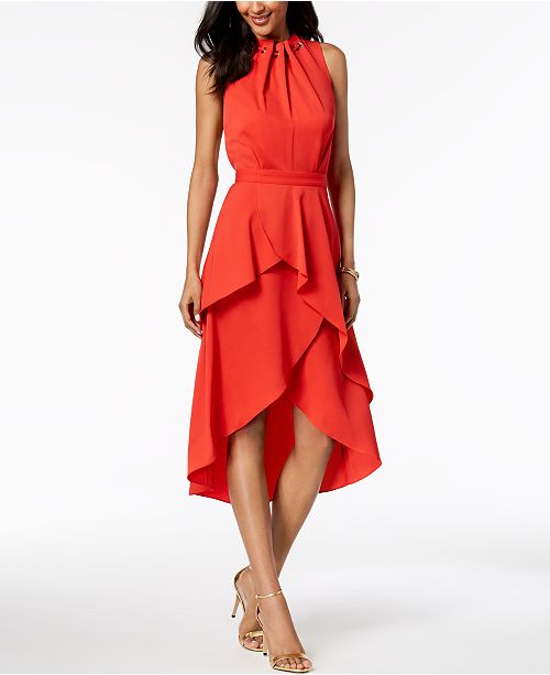 Laundry by Shelli Segal Ruffled HighLow Midi Dress & Reviews Dresses