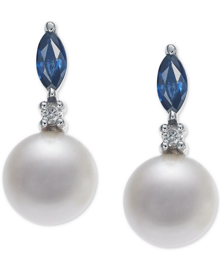 Macy s Cultured Freshwater Pearl 7mm Sapphire 1 2 ct. t.w