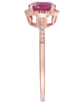 Amethyst (1-1/6 ct. t.w.) and Diamond (1/8 ct. t.w.) Ring in 14k Gold