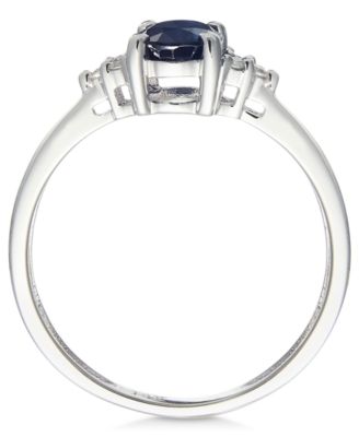 Sapphire (9/10 ct. t.w.) and Diamond Accent Ring in 14k White Gold (Also Available in Tanzanite, Emerald and Ruby)