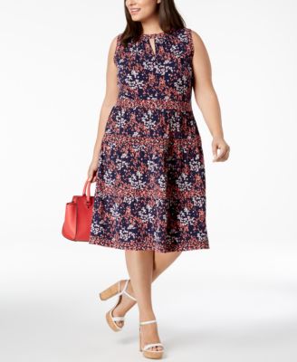 Michael Kors - Plus Size Printed Keyhole Dress