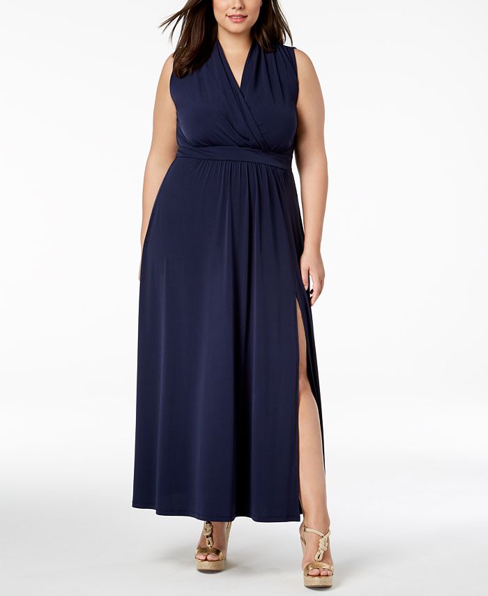 Michael Kors Plus Size Side-Slit Maxi Dress - Macy's