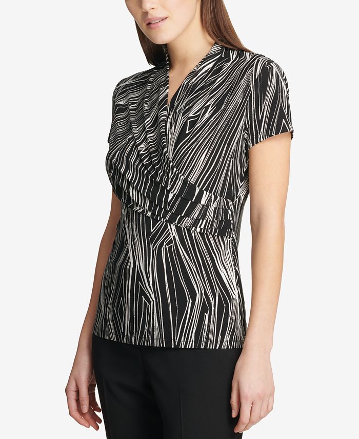 DKNY Printed Side-Ruched Top, Created for Macy's & Reviews - Tops ...