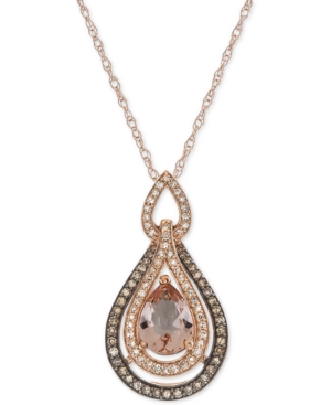 image of Morganite (9/10 ct. t.w.) & Diamond (1/3 ct. t.w.) Pendant Necklace in 14k Rose Gold