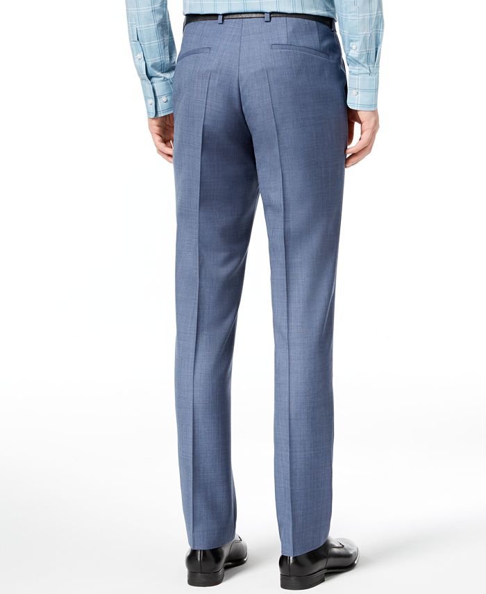 HUGO Men's Modern-Fit Medium Blue Textured Suit - Macy's