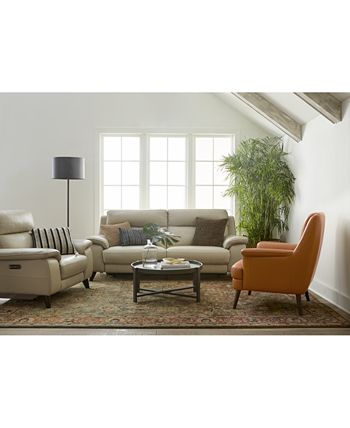Macy's - Milany 87" Leather Reclining Sofa with Power Headrest and USB Power Outlet