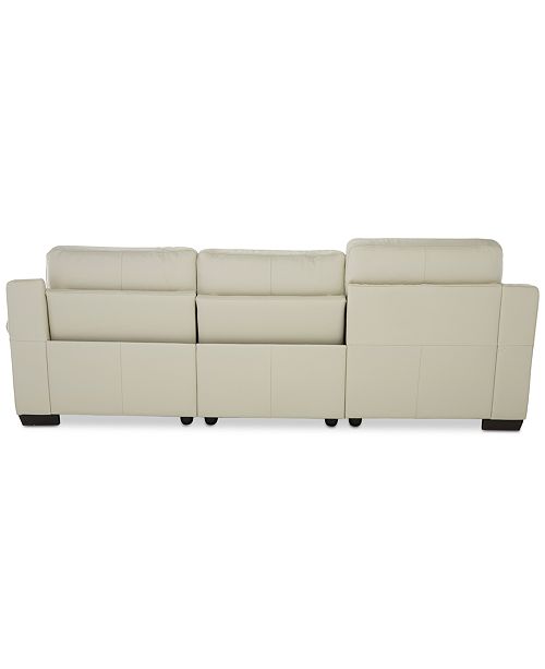 Furniture Julius II 3Pc. Leather Chaise Sectional Sofa With 2 Power
