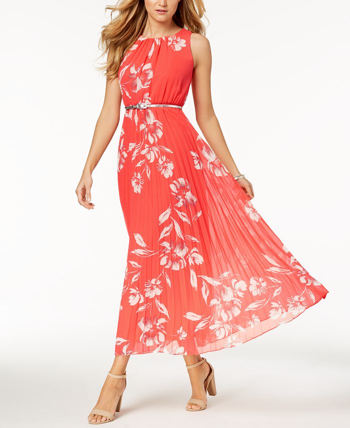Jessica Howard Petite Belted Printed Maxi Dress - Macy's
