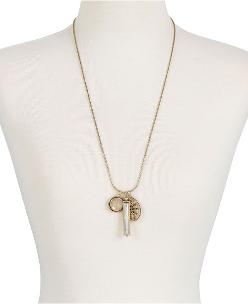 Lucky Brand Gold-Tone Crystal and Cutout Charm Necklace & Reviews ...