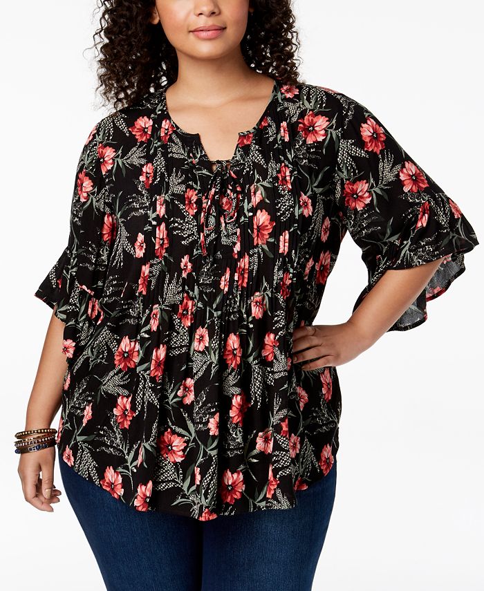 Style & Co Plus Size Printed Pintucked Tunic, Created for Macy's - Macy's