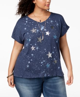 macy's plus size sequin tops