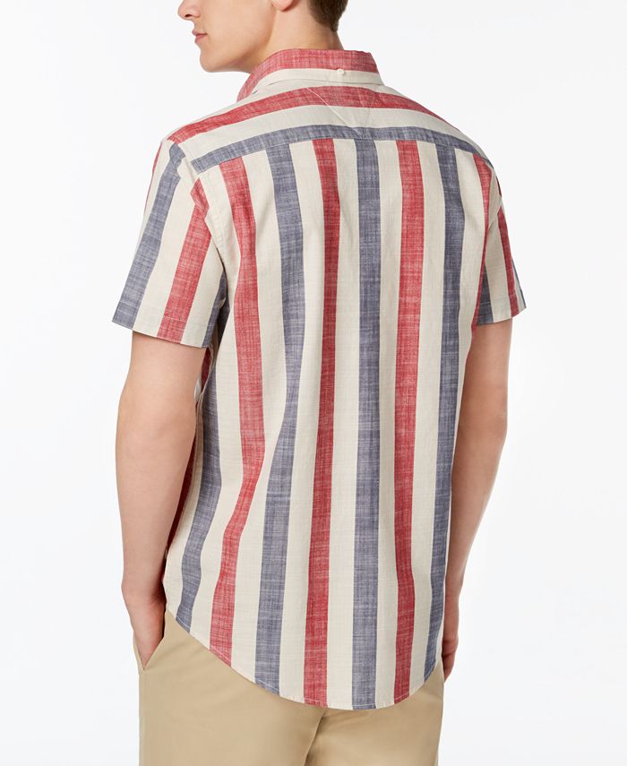 Tommy Hilfiger Men's Striped Classic Fit Pocket Button Down Shirt - Macy's