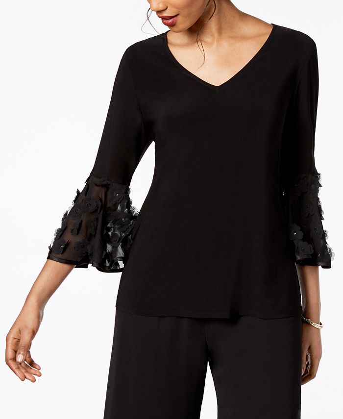 MSK Illusion Bell-Sleeve Top & Reviews - Tops - Women - Macy's