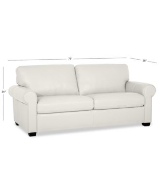 Orid 77" Leather Roll Arm Apartment Sofa, Created for Macy's