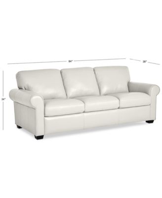 Orid 84" Leather Roll Arm Sofa, Created for Macy's