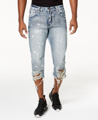 Ripped Calf-Length Jeans 