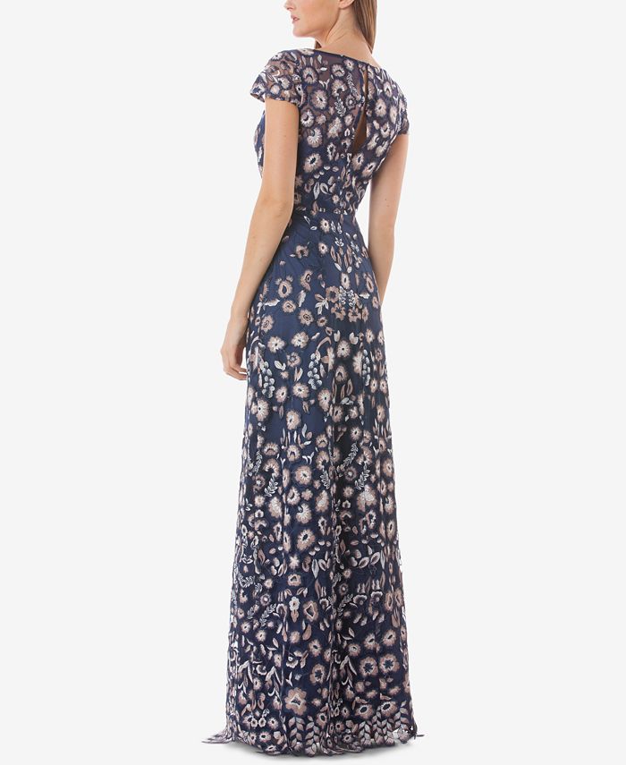 js collections floral appliqué gown