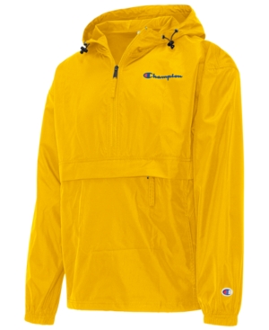 Shop Champion Men's Packable Half-zip Hooded Water-resistant Jacket In Gold