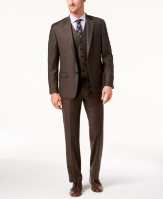 Lauren Ralph Lauren - Men's Classic-Fit Ultraflex Stretch Brown Solid Vested Suit