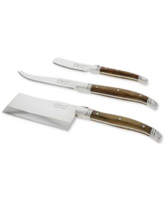 Laguiole Connoisseur Olive Wood Cheese Knife Set, 3 Piece.