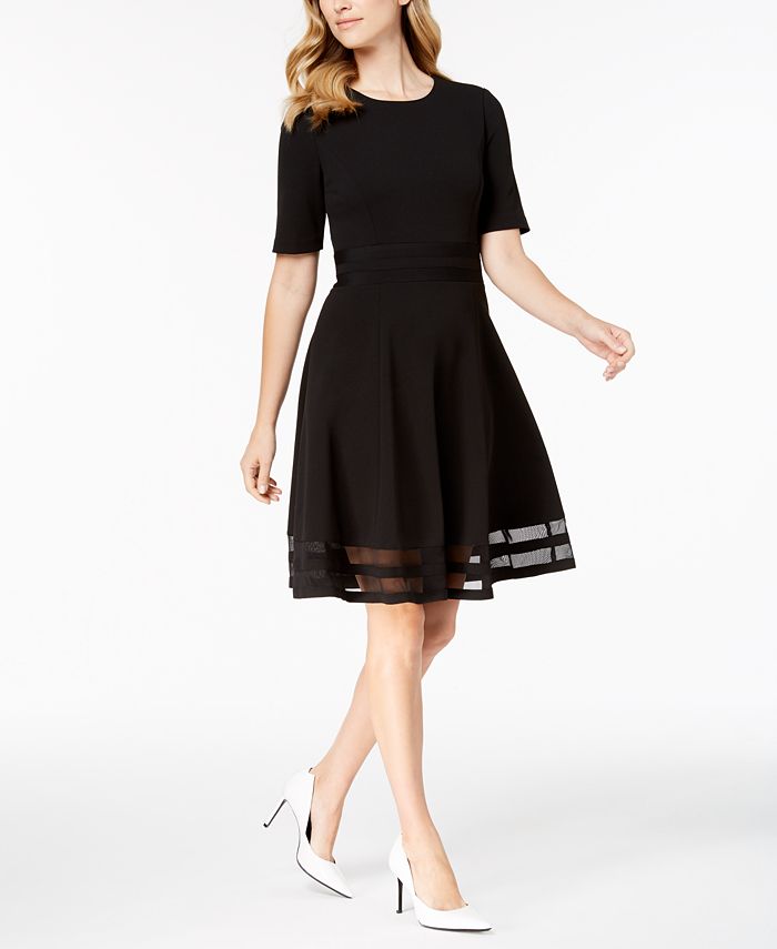 Calvin Klein Petite ElbowSleeve IllusionDetail Dress Macy's