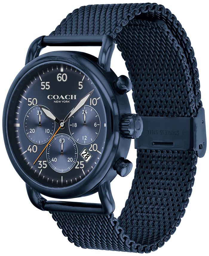 COACH Men's Delancey Blue Stainless Steel Mesh Bracelet Watch 42mm Macy's