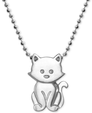 Shop Alex Woo Kitten 16" Pendant Necklace In Sterling Silver