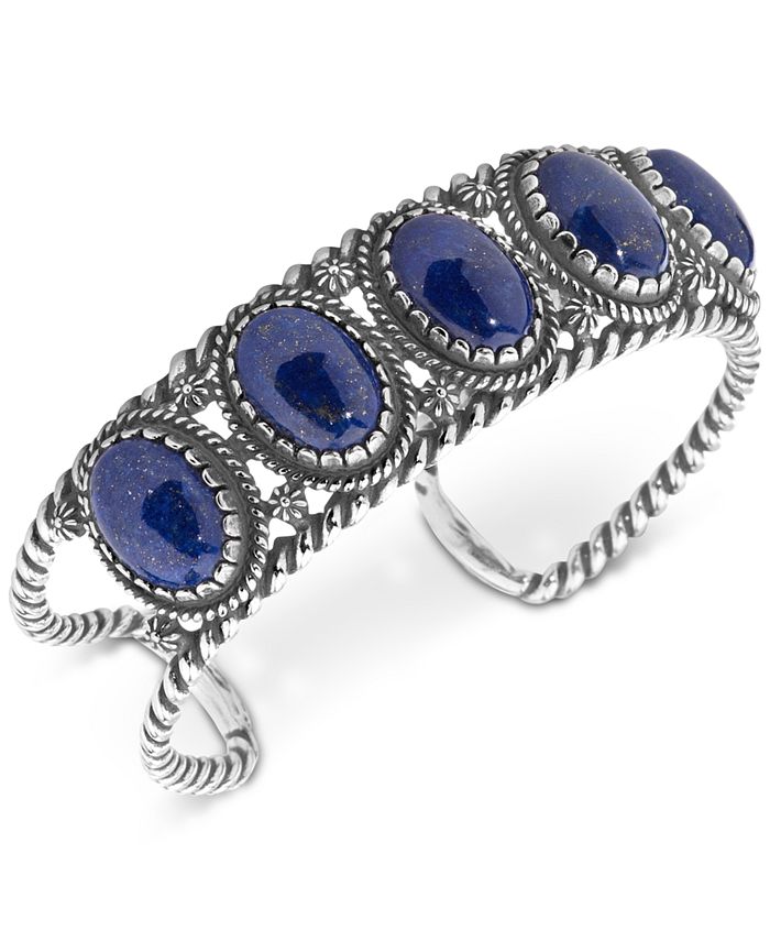 American West - Lapis Lazuli Decorative Cuff Bracelet in Sterling Silver
