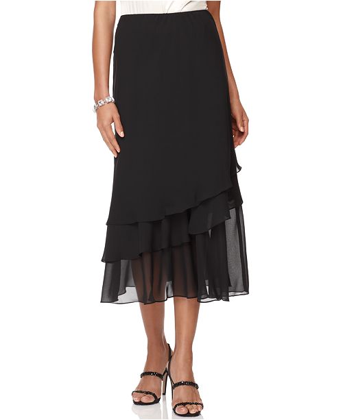 Alex Evenings Skirt, Tiered Chiffon Midi - Skirts - Women - Macy's