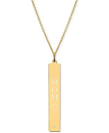 Diamond Accent Mom Bar Pendant Necklace in 14k Gold over Silver, 16" + 2" extender (also available in Sterling Silver)
